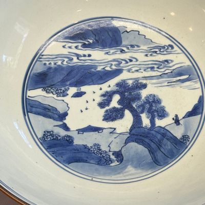 A large Chinese blue and white 'Ba Xian Zhu Shou 八仙祝壽' bowl — photo 6