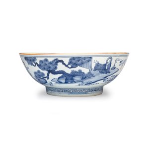 A large Chinese blue and white 'Ba Xian Zhu Shou 八仙祝壽' bowl — photo 3
