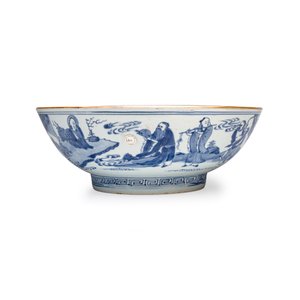 A large Chinese blue and white 'Ba Xian Zhu Shou 八仙祝壽' bowl — photo 4
