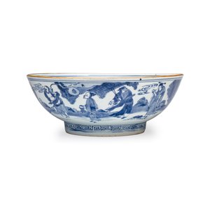 A large Chinese blue and white 'Ba Xian Zhu Shou 八仙祝壽' bowl — photo 5