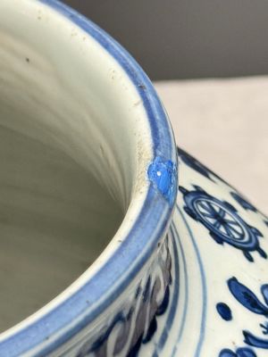 A large Chinese blue and white jar with Buddhist symbols, shells and insects — 照片 14