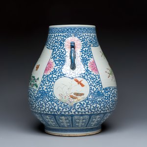A large Chinese famille rose 'Hu' vase with birds and butterflies — photo 3