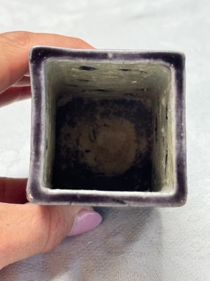 A pair of Chinese aubergine-glazed openworked square brush pots on later wooden stands — photo 8