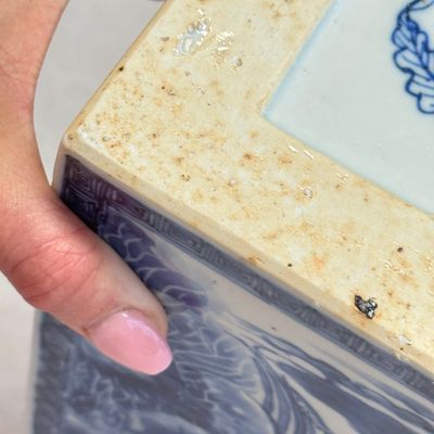 A pair of Chinese blue and white 'Blossoming Flower Branches' square flasks and covers — 照片 20