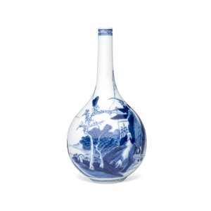A pair of Chinese blue and white 'Scholars in a River Landscape' bottle vases — foto 3