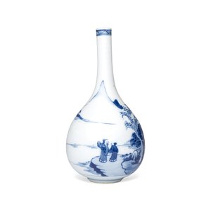 A pair of Chinese blue and white 'Scholars in a River Landscape' bottle vases — foto 8