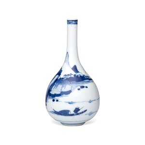 A pair of Chinese blue and white 'Scholars in a River Landscape' bottle vases — foto 10