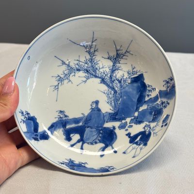 A pair of Chinese blue and white 'Ta Xue Xun Mei 踏雪尋梅' plates — 照片 26