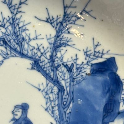 A pair of Chinese blue and white 'Ta Xue Xun Mei 踏雪尋梅' plates — 照片 35