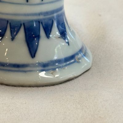 A pair of Chinese blue and white covered mustard pots with floral design — 照片 11