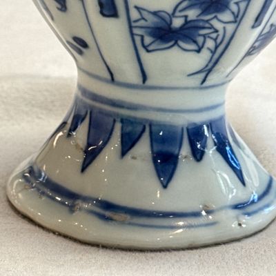 A pair of Chinese blue and white covered mustard pots with floral design — 照片 13