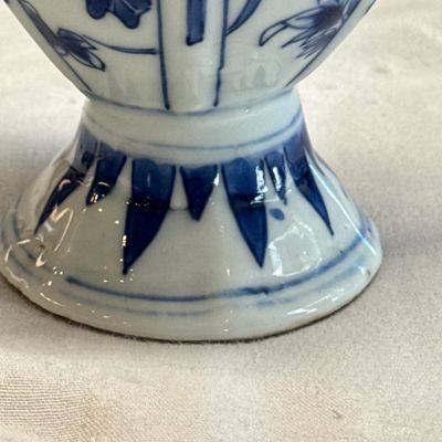 A pair of Chinese blue and white covered mustard pots with floral design — 照片 34