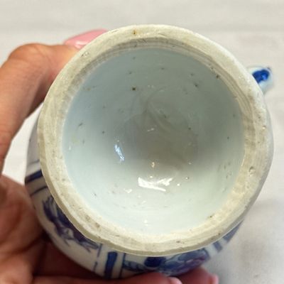 A pair of Chinese blue and white covered mustard pots with floral design — 照片 44
