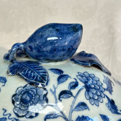 A pair of Chinese blue and white covered tureens with floral design — photo 27
