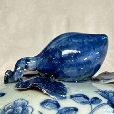 A pair of Chinese blue and white covered tureens with floral design — photo 59