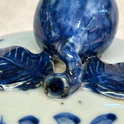 A pair of Chinese blue and white covered tureens with floral design — photo 60