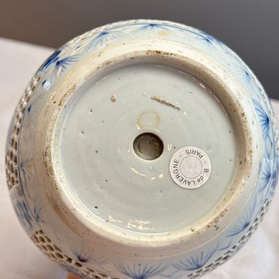 A pair of Chinese blue and white double-walled 'Linglong' hookah bases  — photo 36