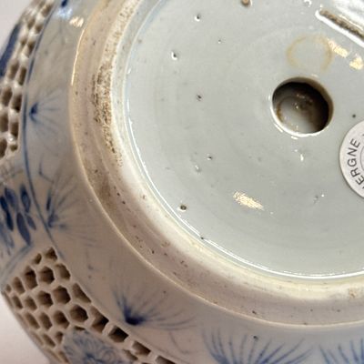 A pair of Chinese blue and white double-walled 'Linglong' hookah bases  — photo 38