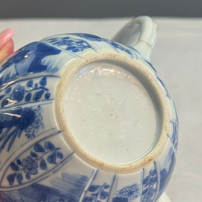 A pair of Chinese blue and white lotus-shaped teapots with mounts — photo 16