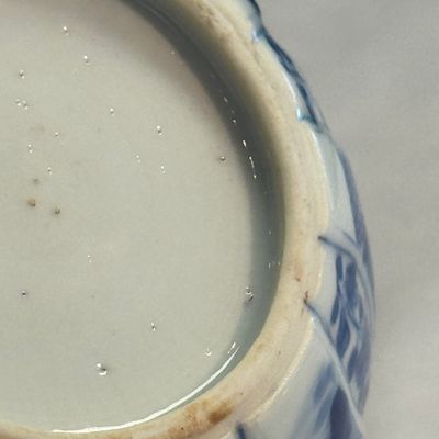 A pair of Chinese blue and white lotus-shaped teapots with mounts — photo 18