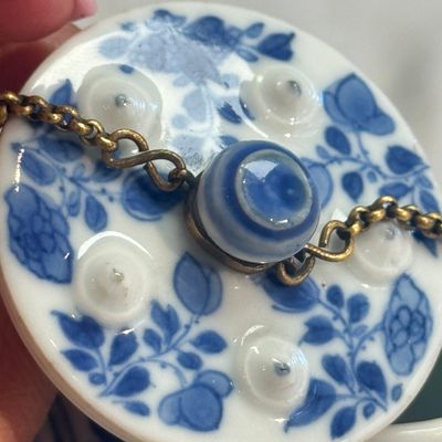 A pair of Chinese blue and white lotus-shaped teapots with mounts — photo 22