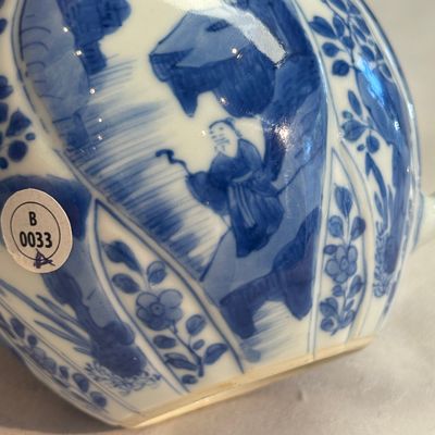 A pair of Chinese blue and white lotus-shaped teapots with mounts — photo 3