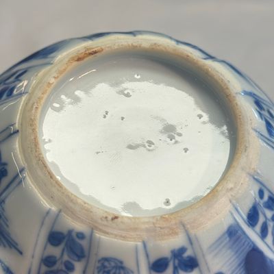 A pair of Chinese blue and white lotus-shaped teapots with mounts — photo 42