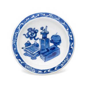 A pair of Chinese blue and white salts with antiquities design — photo 7