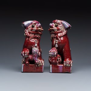 A pair of Chinese flambé-glazed models of Buddhist lions — photo 2