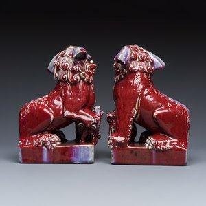 A pair of Chinese flambé-glazed models of Buddhist lions — photo 3