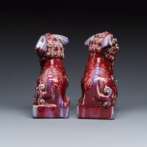 A pair of Chinese flambé-glazed models of Buddhist lions — photo 4