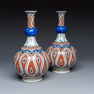 A pair of unusual Samson Iznik-style bottle vases — photo 1