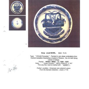 A rare Chinese blue and white 'Flower Basket' shallow bowl — 照片 7