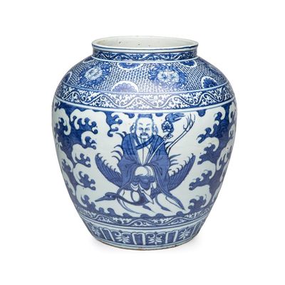 A rare Chinese blue and white 'Immortals' vase, Jiajing