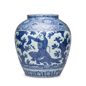 A rare Chinese blue and white 'Immortals' vase — foto 4