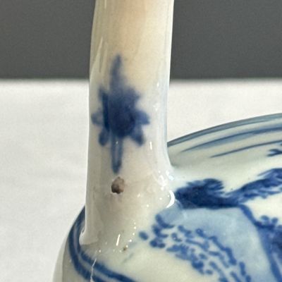 A rare Chinese blue and white 'Mountainous Riverscape' lime pot — 照片 6