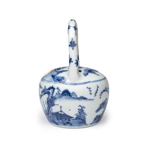 A rare Chinese blue and white 'Mountainous Riverscape' lime pot — 照片 2