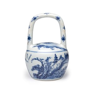 A rare Chinese blue and white 'Mountainous Riverscape' lime pot — 照片 3