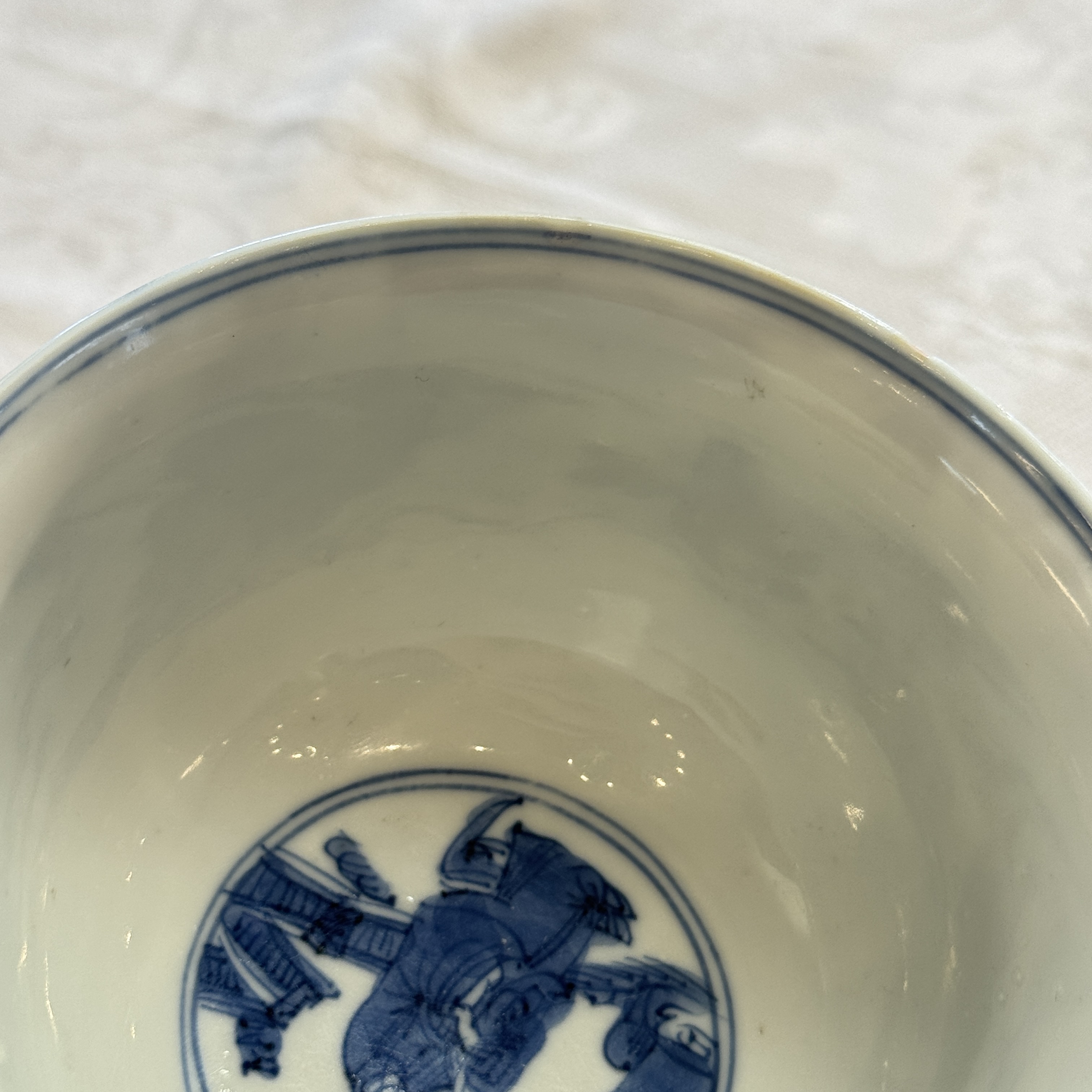 A rare Chinese blue and white 'Zhu Lin Qi Xian 竹林七賢' stem cup — 照片 21