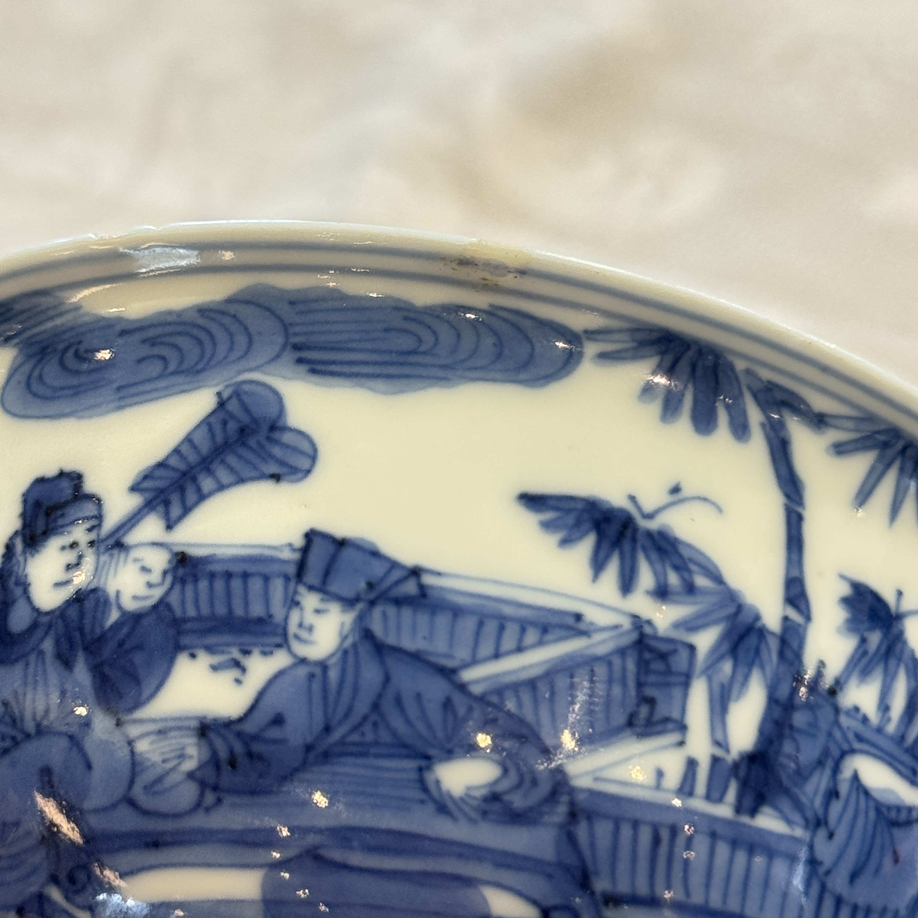 A rare Chinese blue and white 'Zhu Lin Qi Xian 竹林七賢' stem cup — 照片 23