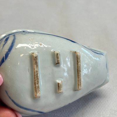 A rare Chinese blue and white scoop-shaped 'Geese' vessel — photo 14