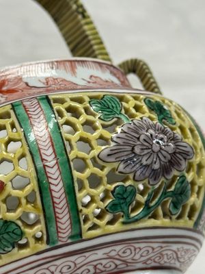 A rare Chinese verte biscuit reticulated basket — photo 2