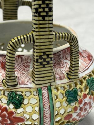 A rare Chinese verte biscuit reticulated basket — photo 7