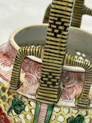 A rare Chinese verte biscuit reticulated basket — photo 8