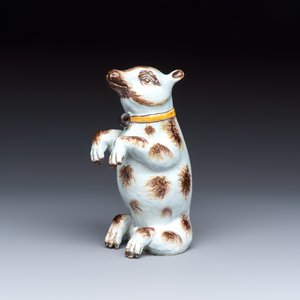 A rare polychrome Dutch Delft model of a seated bear — photo 1
