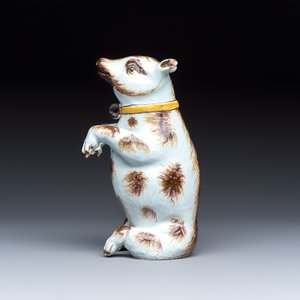 A rare polychrome Dutch Delft model of a seated bear — photo 2