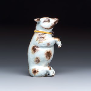 A rare polychrome Dutch Delft model of a seated bear — photo 4