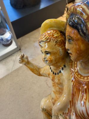A rare polychrome Italian maiolica sculpture of the Virgin with Child — photo 15