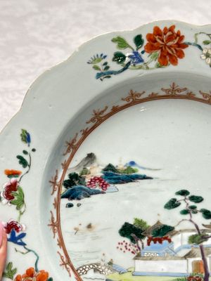Four Chinese famille rose 'Riverscape' plates — 照片 14