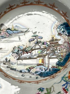 Four Chinese famille rose 'Riverscape' plates — 照片 28